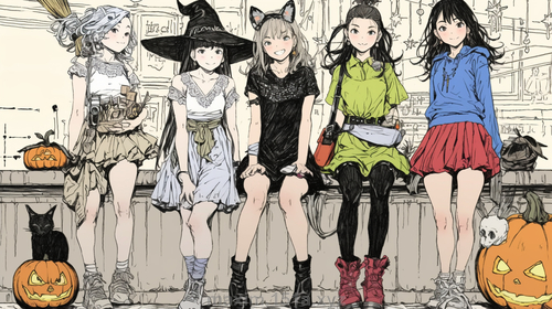 ハロウィンイベントに参加する若い女性たち3-4000-maxim151a.jpg